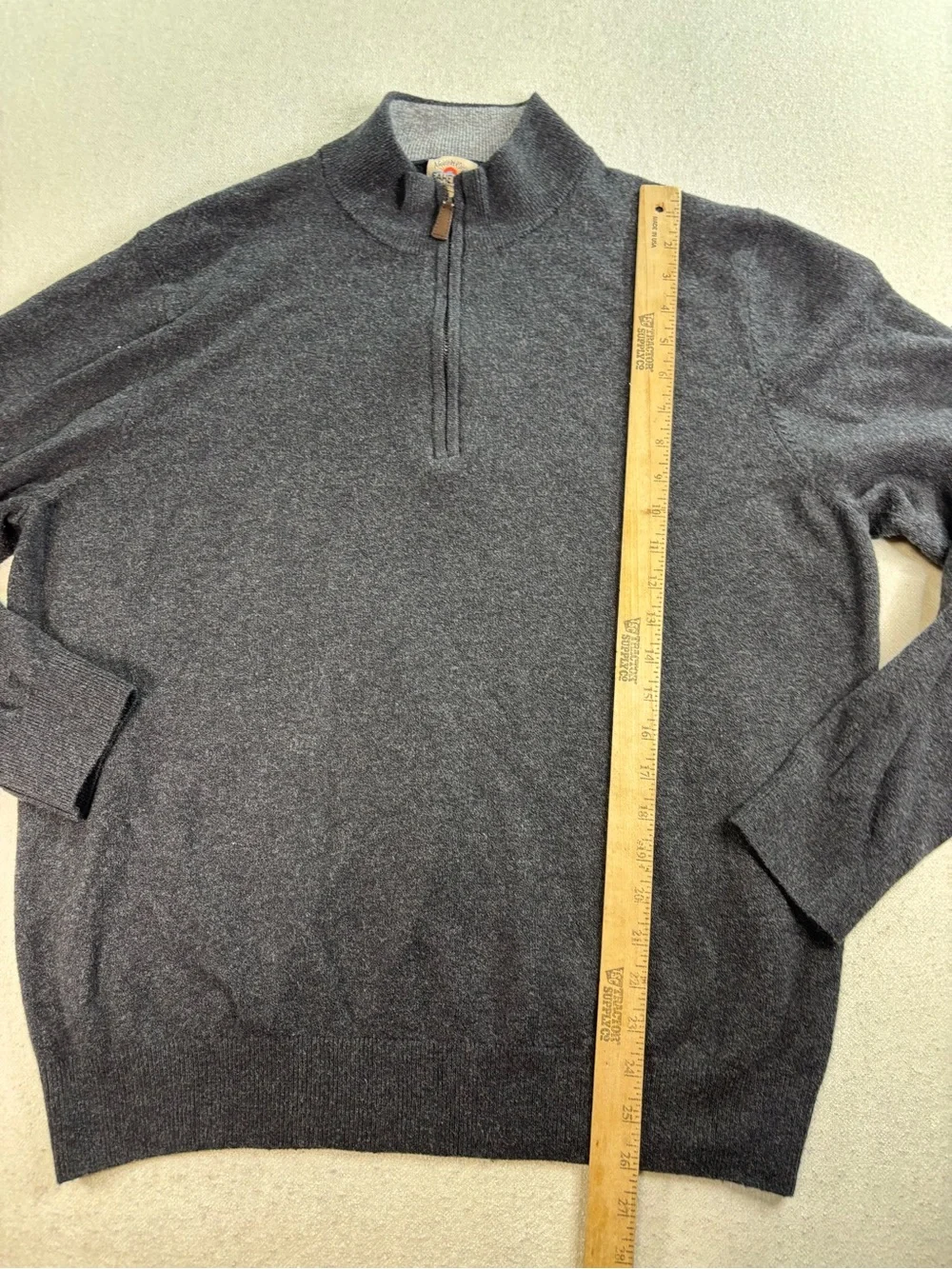 Faherty Brand Men’s XL Charcoal Gray Quarter Zip Knit Sweater Pullover Soft